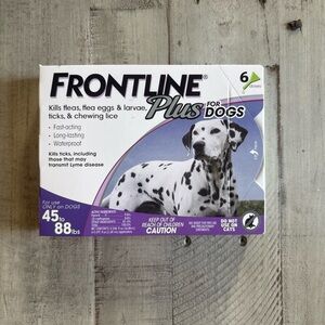 Frontline Plus for Dogs Flea & Tick Treatment 6 Monthly Doses for Dogs 45-88 lbs